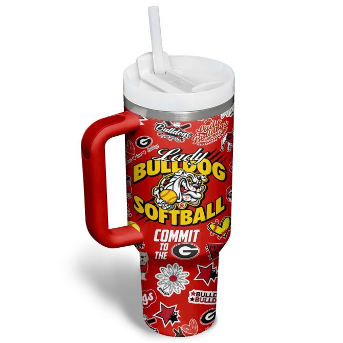 Georgia Bulldogs Softball Ncaa Custom Stanley Quencher 40Oz Stainless Steel Tumbler - Image 4