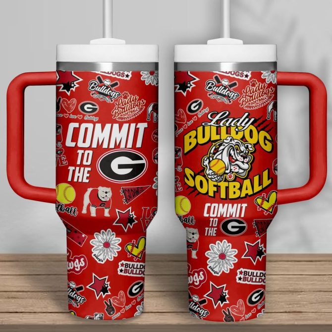 Georgia Bulldogs Softball Ncaa Custom Stanley Quencher 40Oz Stainless Steel Tumbler