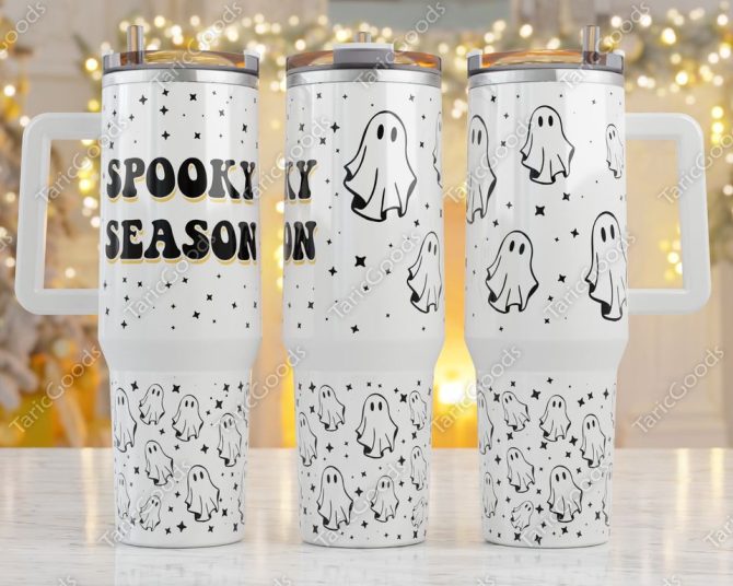 Ghost Halloween Custom Stanley Quencher 40Oz Stainless Steel Tumbler