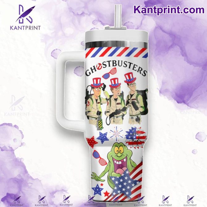 Ghostbusters Movies Custom Stanley Quencher 40Oz Stainless Steel Tumbler With Handle - Image 2