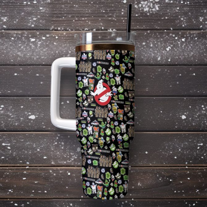 Ghostbusters Movies Custom Stanley Quencher 40Oz Stainless Steel Tumbler With Handle - Image 2
