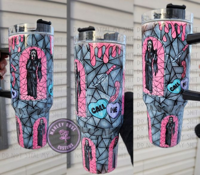 Ghostface Movies Custom Stanley Quencher 40Oz Stainless Steel Tumbler - Image 2