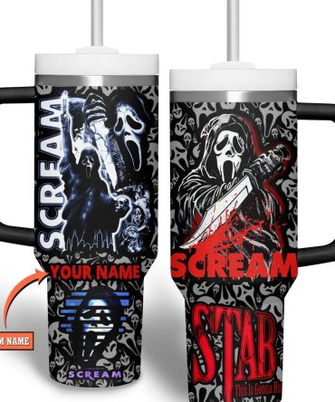Ghostface Scream Movies Custom Stanley Quencher 40Oz Stainless Steel Tumbler With Handle