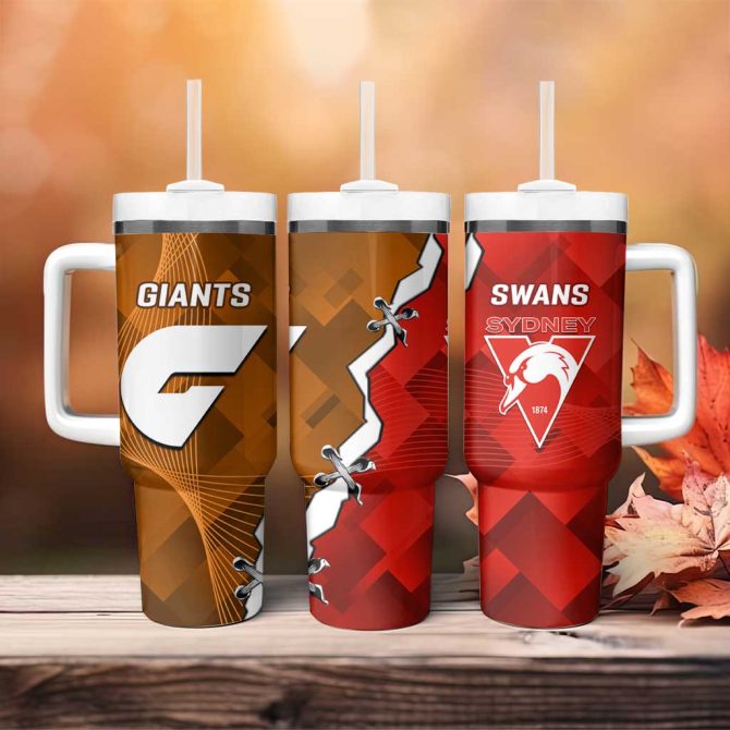 Giants And Swans Football Dynamic Style Custom Stanley Quencher 40Oz Stainless Steel Tumbler With Handle