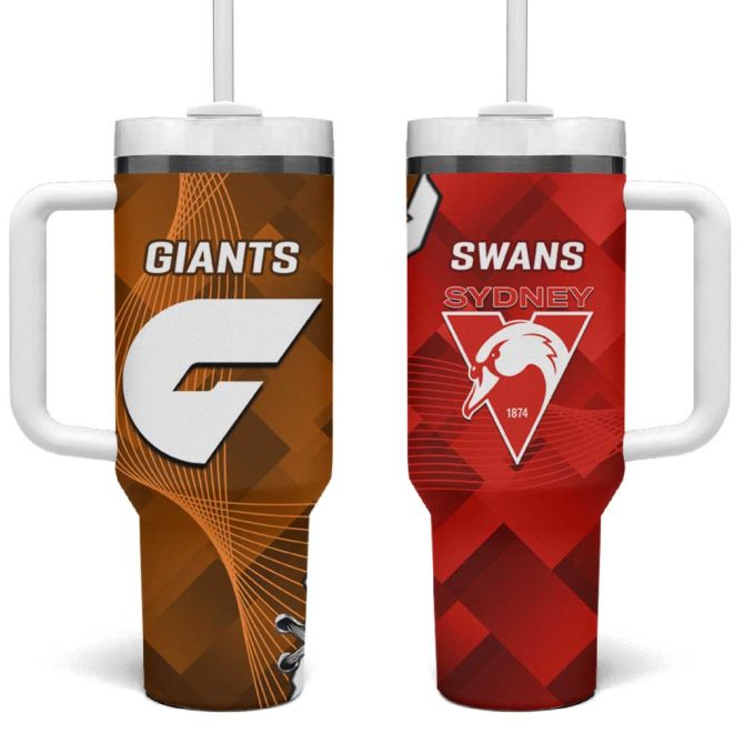 Giants And Swans Football Dynamic Style Custom Stanley Quencher 40Oz Stainless Steel Tumbler With Handle - Image 2