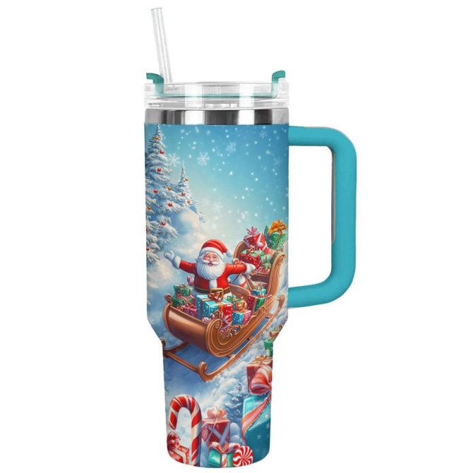 Gift From Santa Christmas Custom Stanley Quencher 40Oz Stainless Steel Tumbler With Handle