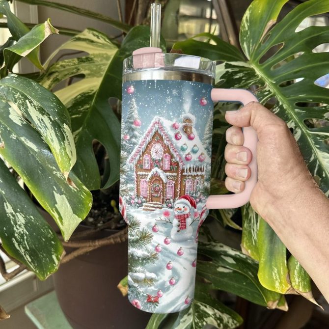 Gingerbread Wonderland Christmas Custom Stanley Quencher 40Oz Stainless Steel Tumbler With Handle - Image 3
