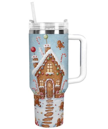 Gingerbread Wonderland Christmas Custom Stanley Quencher 40Oz Stainless Steel Tumbler With Handle