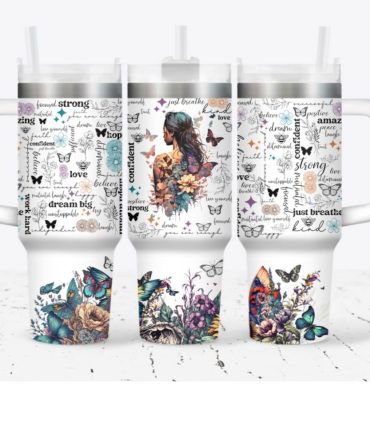 Girl Affirmations Flower Custom Stanley Quencher 40Oz Stainless Steel Tumbler With Handle