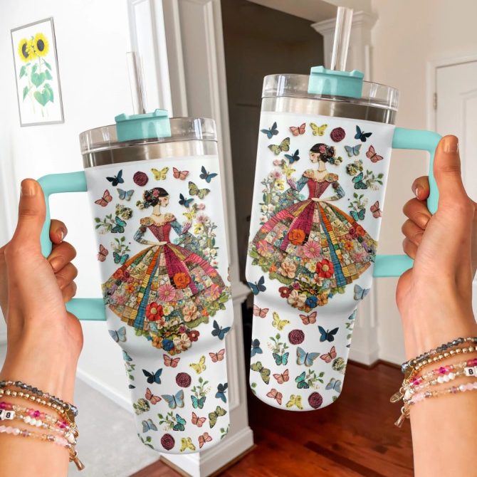 Girl And Secret Garden Custom Stanley Quencher 40Oz Stainless Steel Tumbler With Handle - Image 3