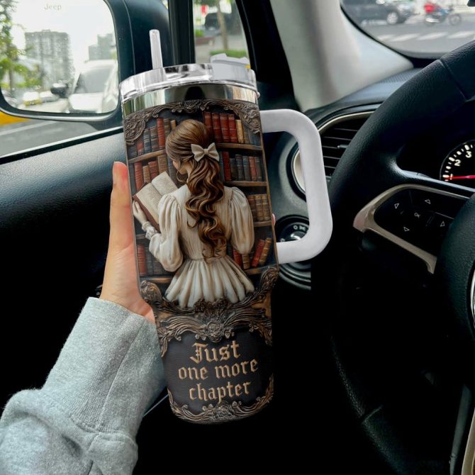 Girl Book Lovers Retreat Custom Stanley Quencher 40Oz Stainless Steel Tumbler With Handle - Image 3