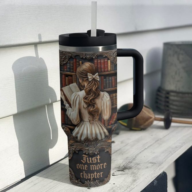 Girl Book Lovers Retreat Custom Stanley Quencher 40Oz Stainless Steel Tumbler With Handle - Image 2