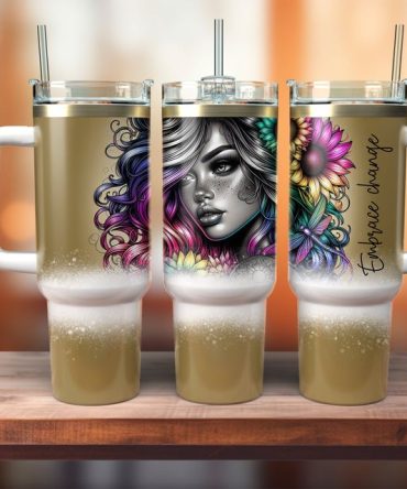 Girl Flower Custom Stanley Quencher 40Oz Stainless Steel Tumbler