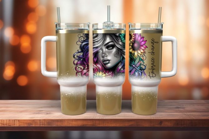 Girl Flower Custom Stanley Quencher 40Oz Stainless Steel Tumbler