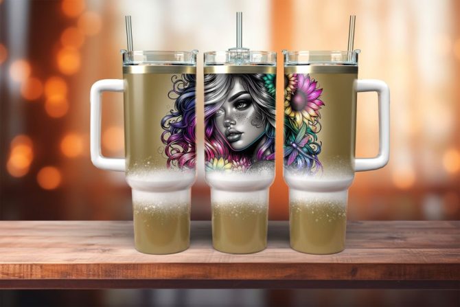 Girl Flower Custom Stanley Quencher 40Oz Stainless Steel Tumbler - Image 3