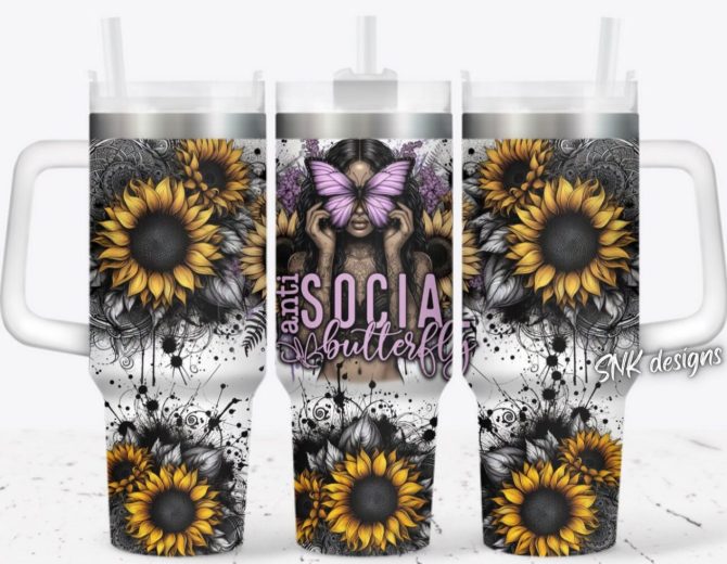 Girl Sunflower Custom Stanley Quencher 40Oz Stainless Steel Tumbler With Handle