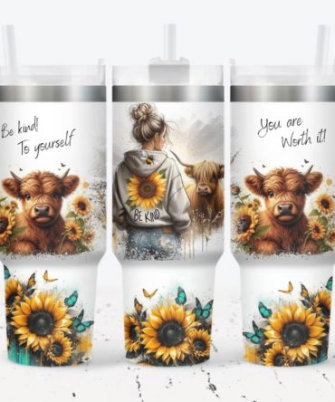 Girl Sunflower Custom Stanley Quencher 40Oz Stainless Steel Tumbler With Handle