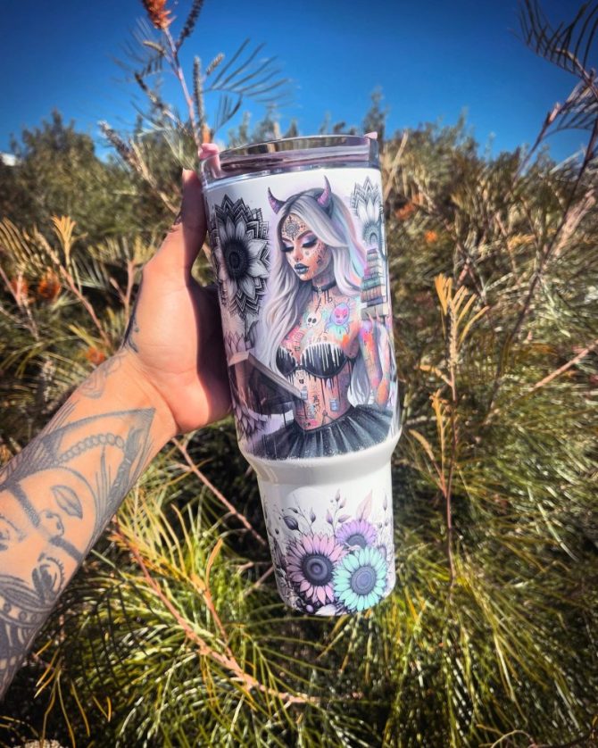 Girl Tattoo Custom Stanley Quencher 40Oz Stainless Steel Tumbler With Handle