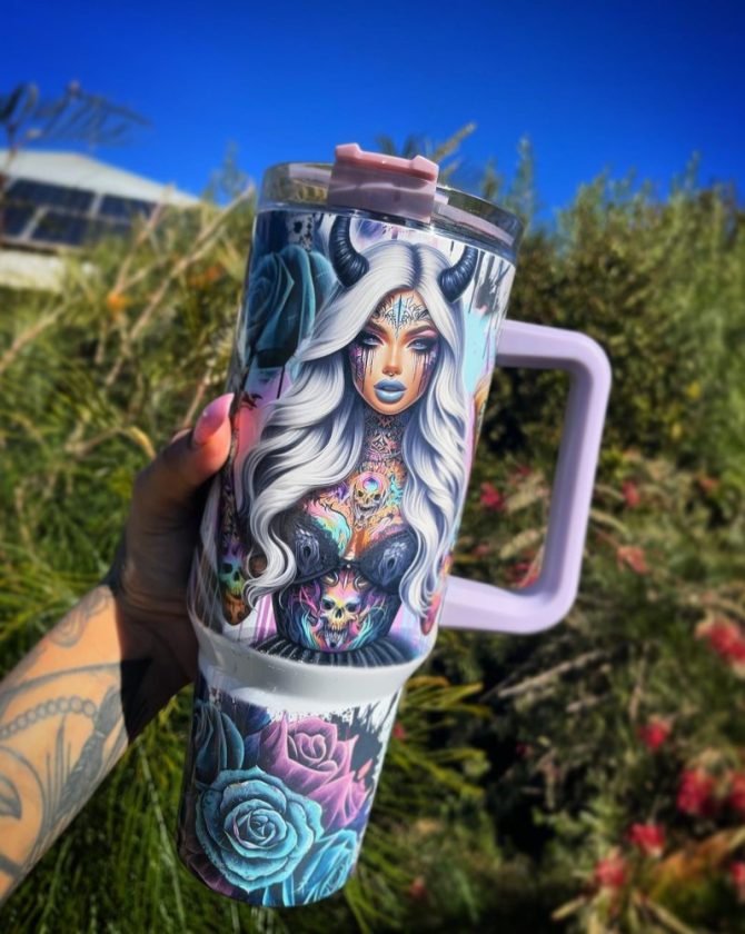 Girl Tattoo Custom Stanley Quencher 40Oz Stainless Steel Tumbler With Handle