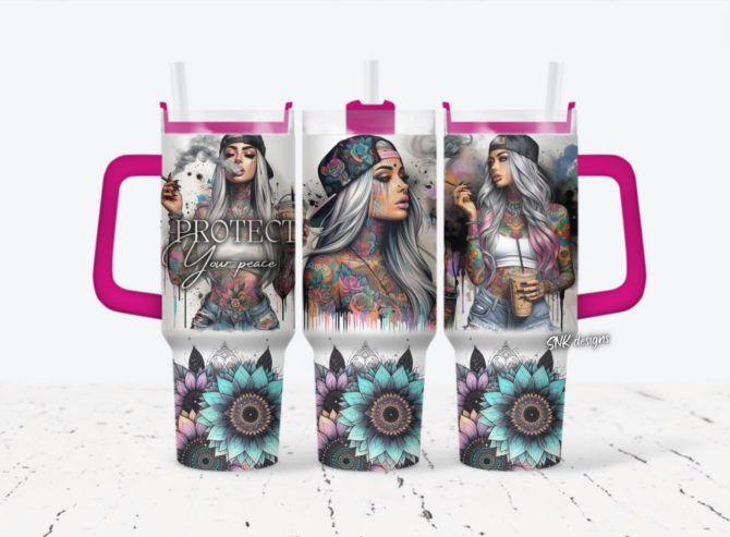 Girl Tattoo Custom Stanley Quencher 40Oz Stainless Steel Tumbler With Handle
