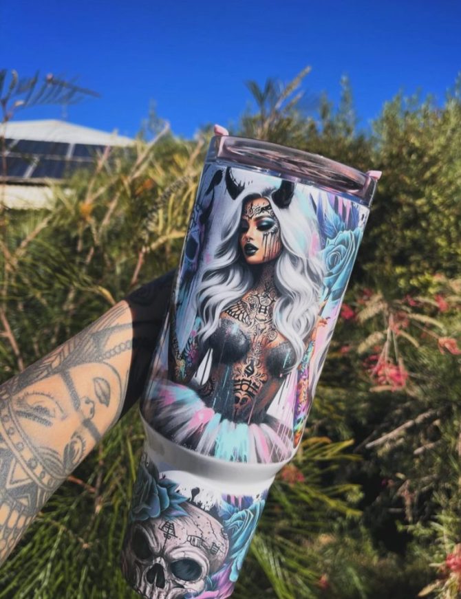 Girl Tattoo Custom Stanley Quencher 40Oz Stainless Steel Tumbler With Handle - Image 2