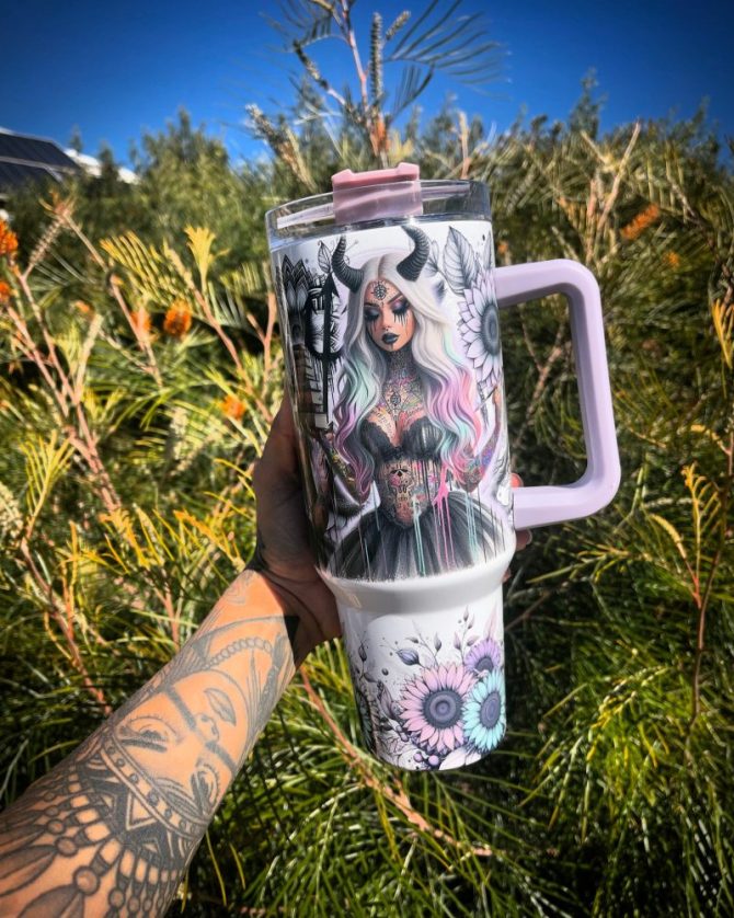 Girl Tattoo Custom Stanley Quencher 40Oz Stainless Steel Tumbler With Handle - Image 2
