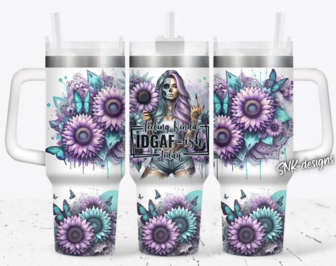 Girl Tattoo Flower Custom Stanley Quencher 40Oz Stainless Steel Tumbler With Handle