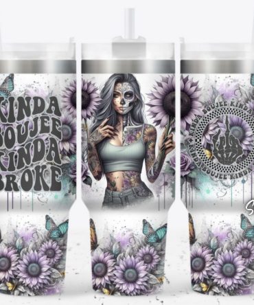Girl Tattoo Flower Custom Stanley Quencher 40Oz Stainless Steel Tumbler With Handle