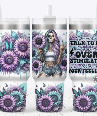 Girl Tattoo Flower Custom Stanley Quencher 40Oz Stainless Steel Tumbler With Handle