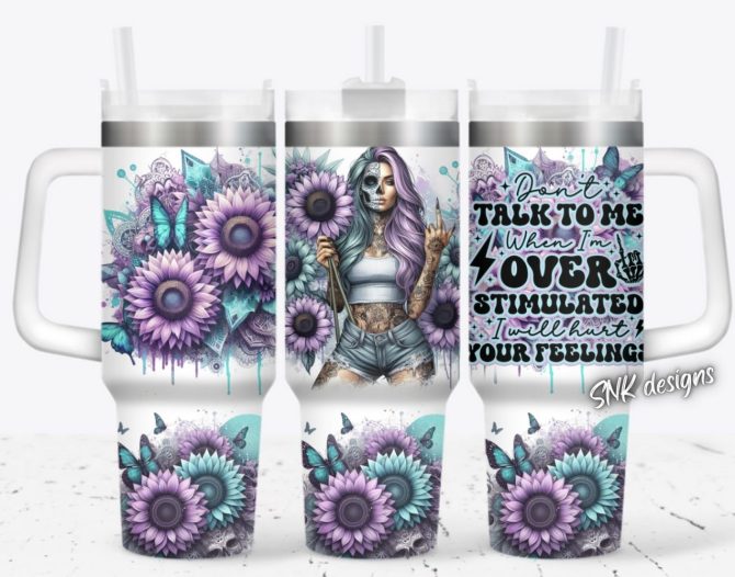 Girl Tattoo Flower Custom Stanley Quencher 40Oz Stainless Steel Tumbler With Handle