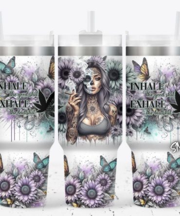 Girl Tattoo Flower Custom Stanley Quencher 40Oz Stainless Steel Tumbler With Handle