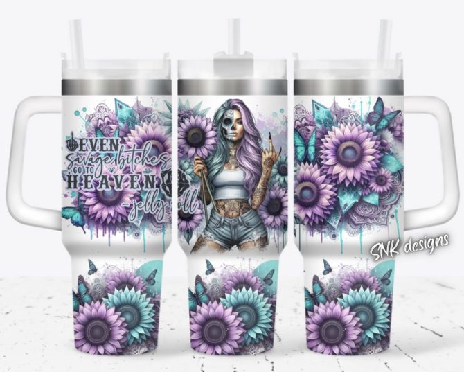 Girl Tattoo Flower Custom Stanley Quencher 40Oz Stainless Steel Tumbler With Handle