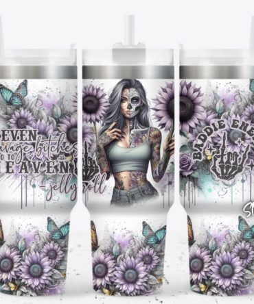 Girl Tattoo Flower Custom Stanley Quencher 40Oz Stainless Steel Tumbler With Handle