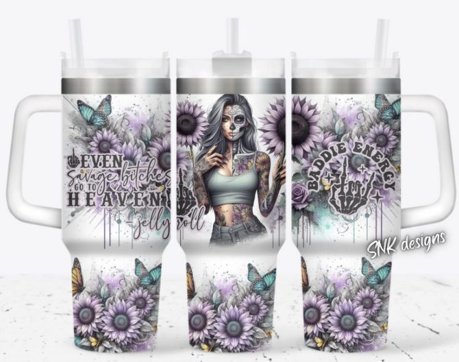 Girl Tattoo Flower Custom Stanley Quencher 40Oz Stainless Steel Tumbler With Handle