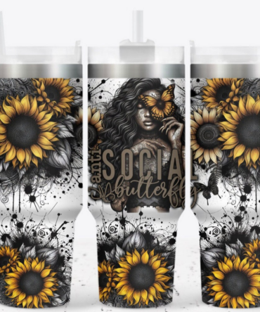 Girl Tattoo Sunflower Custom Stanley Quencher 40Oz Stainless Steel Tumbler With Handle