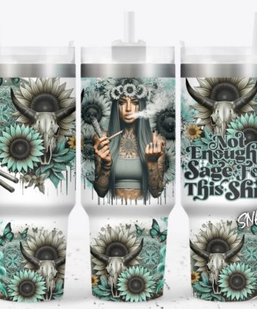 Girl Tattoo With Cow And Flower Custom Stanley Quencher 40Oz Stainless Steel Tumbler With Handle