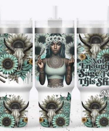 Girl Tattoo With Cow And Flower Custom Stanley Quencher 40Oz Stainless Steel Tumbler With Handle
