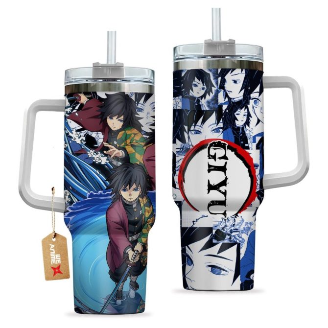 Giyu Tomioka Demon Slayer Anime Custom Stanley Quencher 40Oz Stainless Steel Tumbler - Image 2