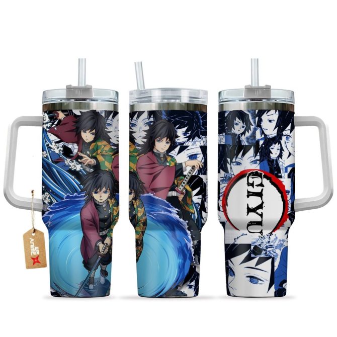 Giyu Tomioka Demon Slayer Anime Custom Stanley Quencher 40Oz Stainless Steel Tumbler