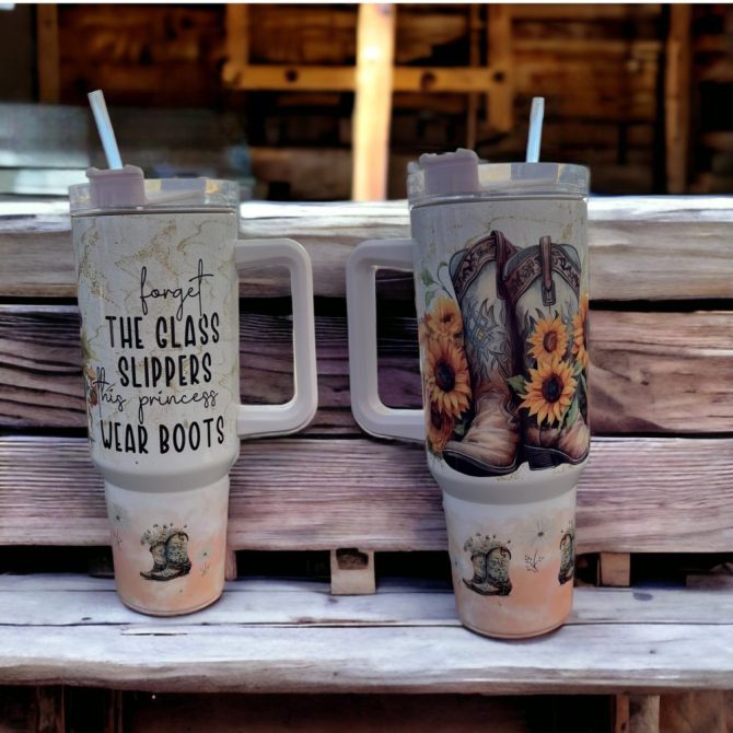 Glass Slippers Boots Custom Stanley Quencher 40Oz Stainless Steel Tumbler