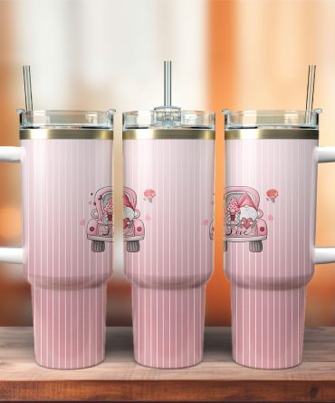 Gnome Love Valentine Custom Stanley Quencher 40Oz Stainless Steel Tumbler With Handle