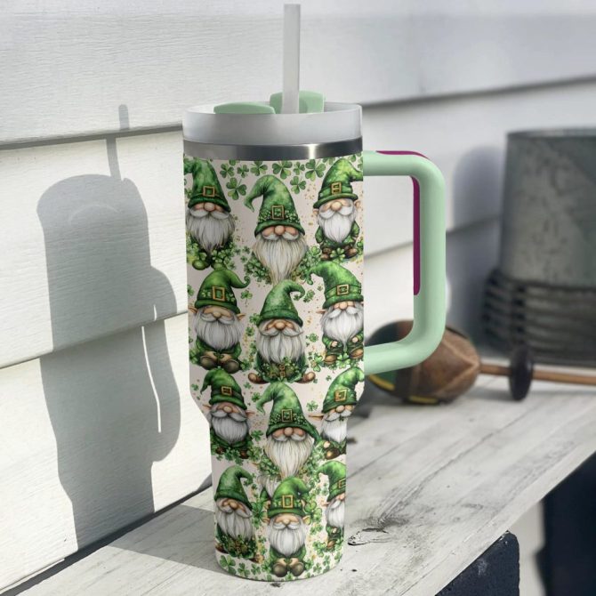 Gnome Love Valentine Custom Stanley Quencher 40Oz Stainless Steel Tumbler With Handle - Image 2