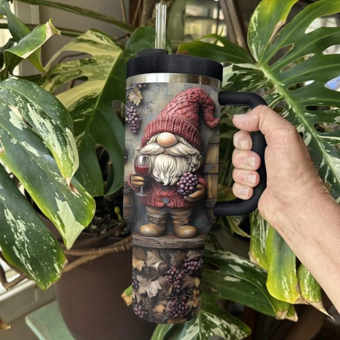 Gnome Love Valentine Custom Stanley Quencher 40Oz Stainless Steel Tumbler With Handle - Image 3