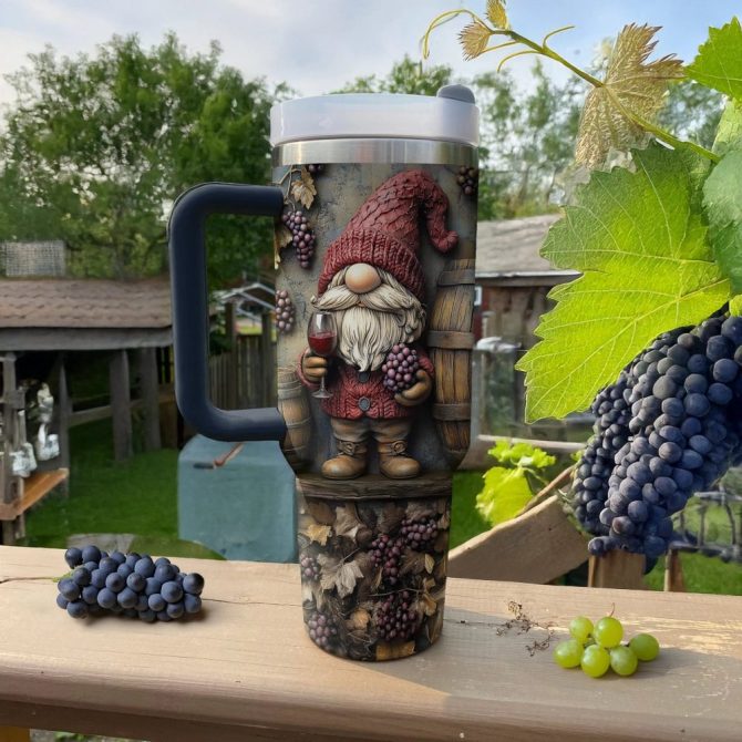 Gnome Love Valentine Custom Stanley Quencher 40Oz Stainless Steel Tumbler With Handle - Image 2