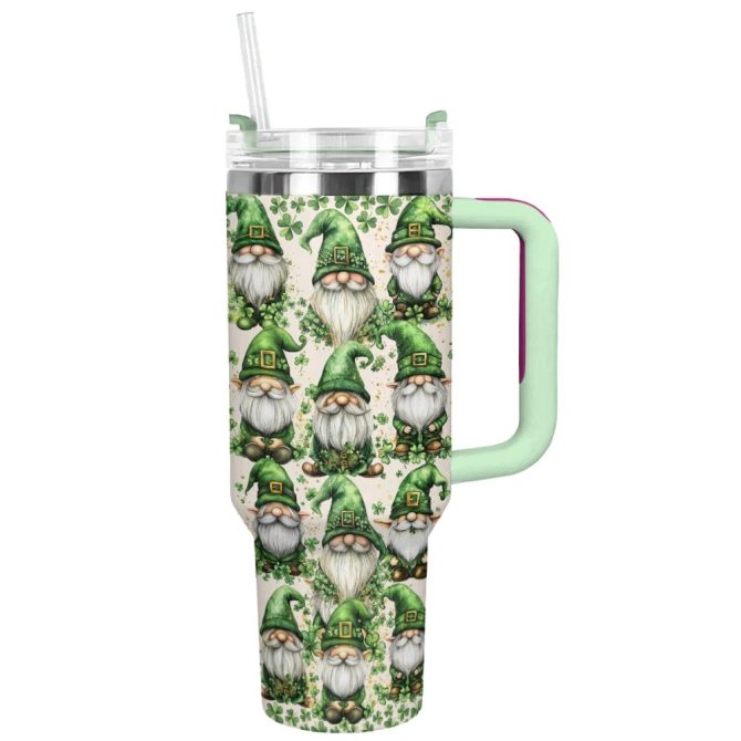 Gnome Love Valentine Custom Stanley Quencher 40Oz Stainless Steel Tumbler With Handle