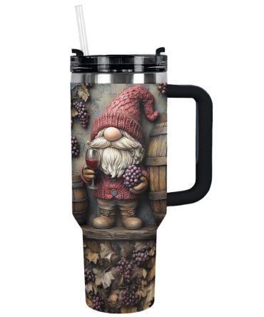 Gnome Love Valentine Custom Stanley Quencher 40Oz Stainless Steel Tumbler With Handle