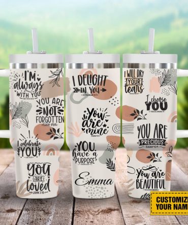 God Affirmations Abstract Custom Stanley Quencher 40Oz Stainless Steel Tumbler With Handle