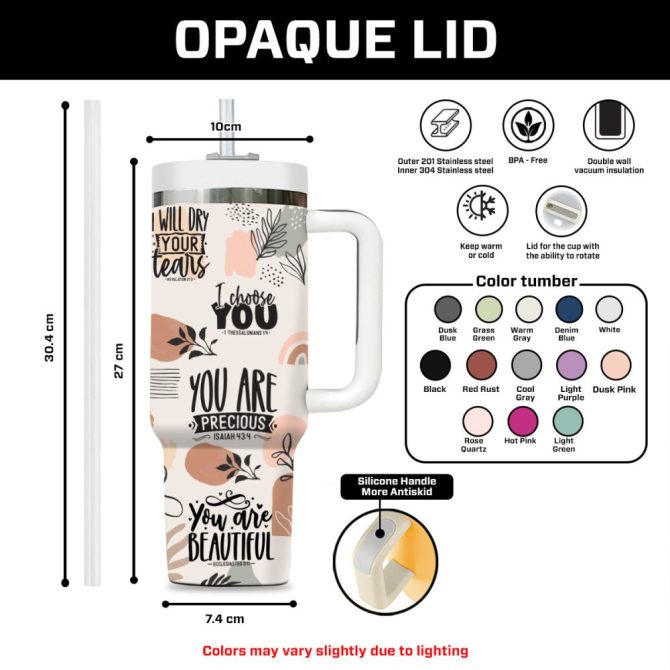 God Affirmations Abstract Custom Stanley Quencher 40Oz Stainless Steel Tumbler With Handle - Image 9