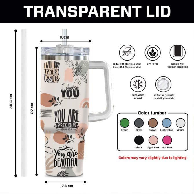 God Affirmations Abstract Custom Stanley Quencher 40Oz Stainless Steel Tumbler With Handle - Image 8