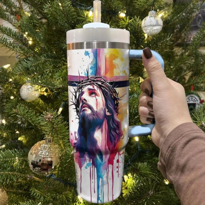 God Faithful Savior Custom Stanley Quencher 40Oz Stainless Steel Tumbler With Handle - Image 3